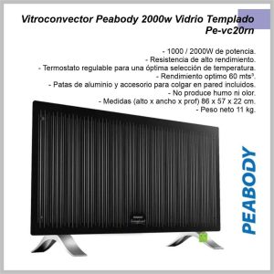 Vitroconvector 2000w negro rayado PEABODY  PE-VC20RN