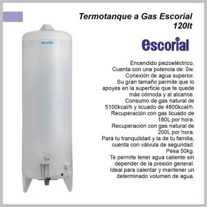 Termotanque 120lts Gas GN ESCORIAL TG120L