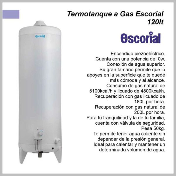Termotanque 120lts Gas GN ESCORIAL TG120L