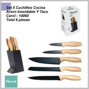 Set 6 pzas CAROL 5 cuchillos acero inox + taco 6557/14060