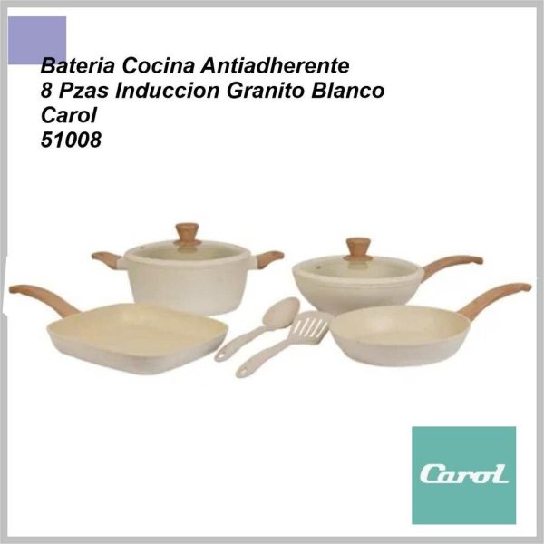 Set de bateria CAROL 8 pzas induccion Blanco 6608/51008