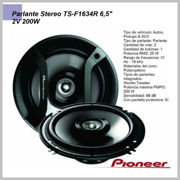 Parlante PIONEER TS-F1634R 6,5'' 2V 200w