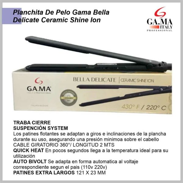 Planchita de Cabello GAMA  Bella CERAMIC SHINE ION BECHS0000002773