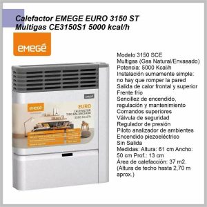 Calefactor EMEGE EURO 3150 ST Multigas CE3150ST 5000 kcal/h