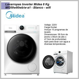 Lavarropas MIDEA Inverter 8kg blanco MF200W80WB/W-A1 wifi