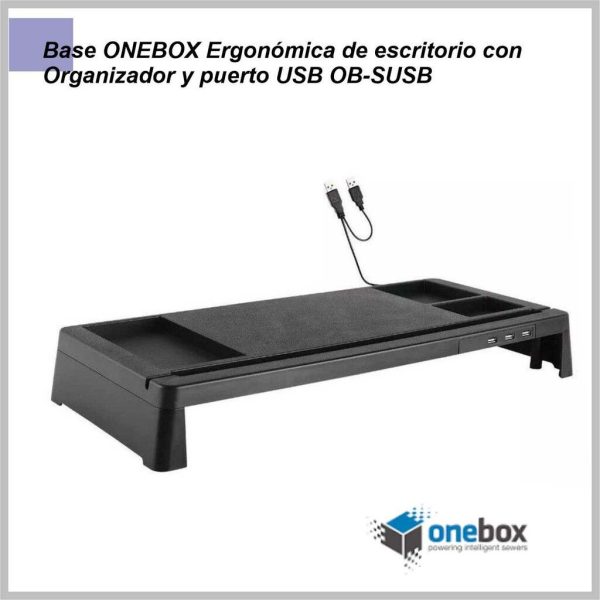 Base ONEBOX Ergonómica de escritorio con Organizador y puerto USB OB-SUSB - Image 3
