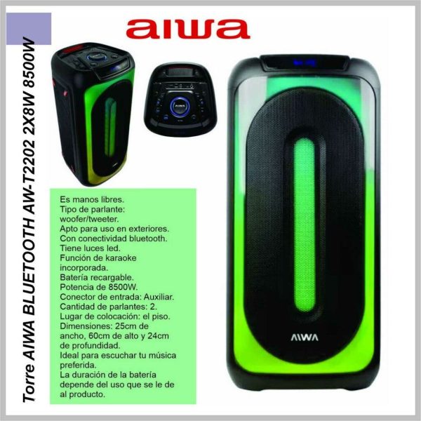 Torre AIWA BLUETOOTH AW-T2202 2X8W 8500W