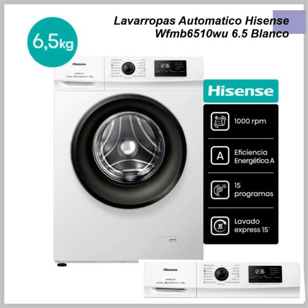 Lavarropa HISENSE Blanco 6.5kg 1000 r/m WFMB6510WU