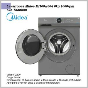 Lavarropas MIDEA 6kg Titanium MF100W60/T-A1