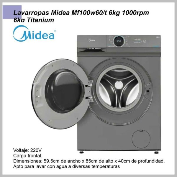 Lavarropas MIDEA 6kg Titanium MF100W60/T-A1