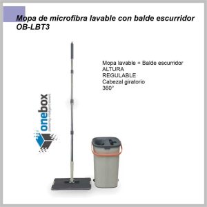 Mopa Microfibra ONEBOX lavable c/balde escurridor OB-LBT3
