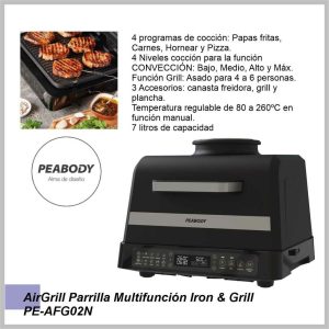 Freidora sin aceite con grill PEABODY PE-AFG02N
