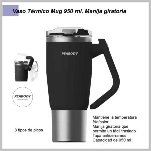 Vaso térmico PEABODY 950ml negro PE-MG950N