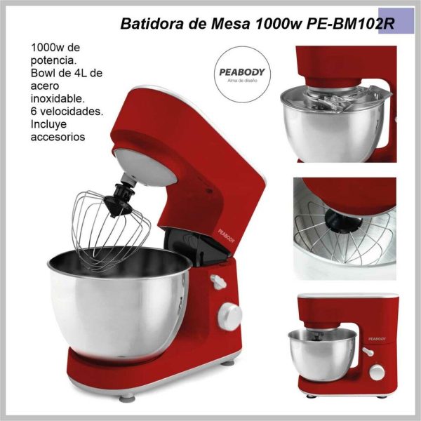 Batidora de mesa PEABODY 1000w roja PE-BM102R