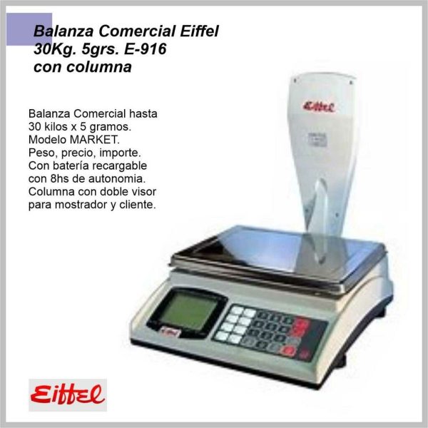 Balanza comercial EIFFEL con columna - modelo Market x 30kg E-916