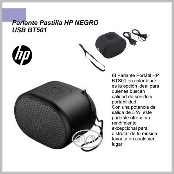 Parlante pastilla HP Negro USB BT501 HP-53-BTS01-NE