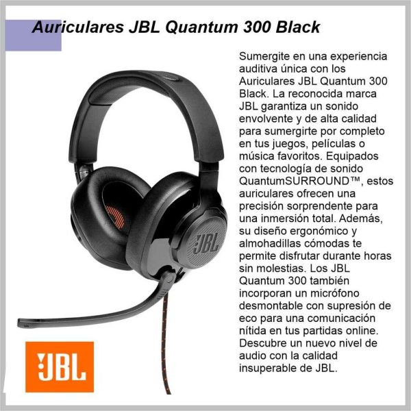Auricular JBL QUANTUM 300 Negro JBLQUANTUM 300 BLKAM - Image 4