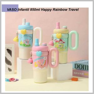 Vaso infantil 850ML Happy Rainbow Travel ISA819