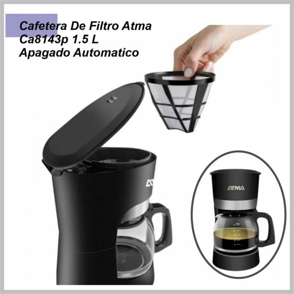 Cafetera de filtro 1,25lts  ATMA negra CA8143P