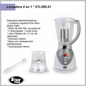 Licuadora STAR TRACK 4 en 1 plastico negro STL500-41