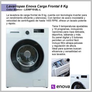 Lavarropas ENOVA carga frontal 6kg blanco LE06F10