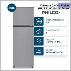 Heladera Ciclica Top Mount Acero inox.298L  PHILCO PHCT302X