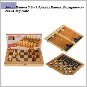 Ajedrez 3 en 1 23cm madera 5002