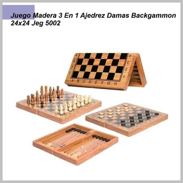 Ajedrez 3 en 1 23cm madera 5002 - Image 5