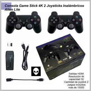 Consola Game Stick 4K 2 Joysticks Inalambrios Alien Lite