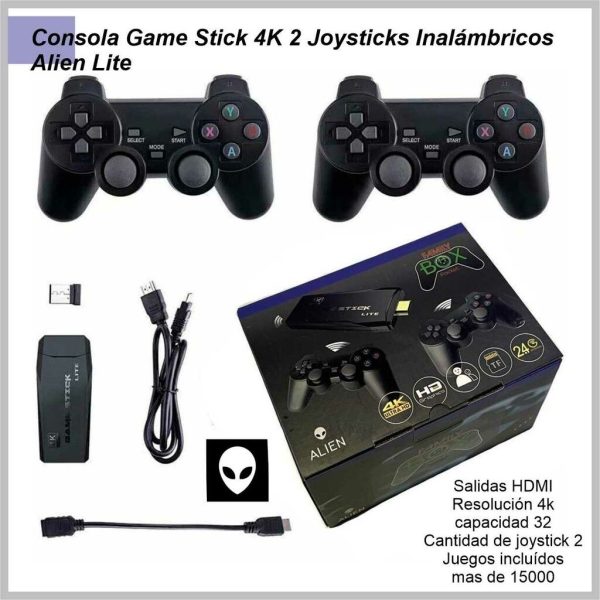 Consola Game Stick 4K 2 Joysticks Inalambrios Alien Lite