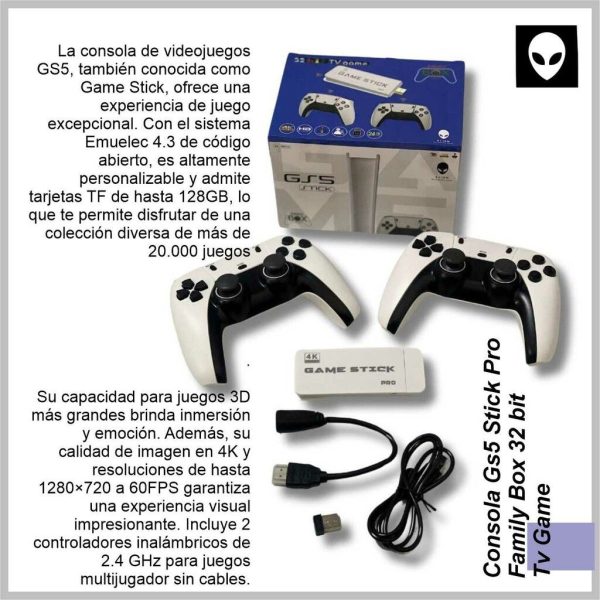 Consola GS5 Stick Pro family Box 32 Bit Tv Game