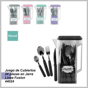 Juego de cubiertos CAROL 24 pzas en Jarra 44024fus linea fusion 6291